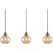LINDBY Pendelleuchte Tymoni, 3-flg., amber, Glas, Ø 20 cm
