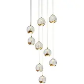 LUCANDE LED-Hängelampe Hayley, Ø 40 cm, 9-flg., gold, Glas