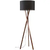 LUCANDE Stehlampe Auriane, Tripod, schwarz, Stoff, 160 cm