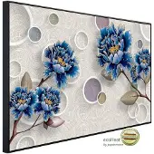Papermoon Infrarotheizung »EcoHeat - Muster mit Blumen blau«, Matt-Effekt - bunt
