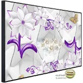 Papermoon Infrarotheizung »EcoHeat - Muster Blumen lila gold «, Matt-Effekt - bunt