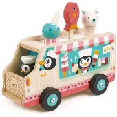 Tender Leaf Toys Tender Leaf Holz-Eiswagen Pinguin - Spielzeug Eiscremeauto - Rollenspiel