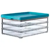 Mepal Aufschnittbox omnia, 3 Schichten, Praktisch stapelbare Kühlschrankdosen, Farbe: grün, Nordic green