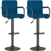 vidaXL Barhocker 2 Stk. Blau Samt