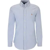 Ralph Lauren für Herren. 710792041002 Custom Fit Oxford Hemd blau (XXL), Lässig, Baumwolle, Langarm