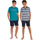 Le jogger Pyjama in petrol-marine, grau-meliert-marine | Gr.: 170/176