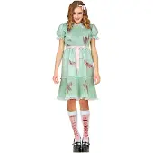 Widmann Killerpuppe Damenkostüm Kleid, Gürtel, Strümpfe