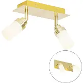 QAZQA - Modern Moderner BadSpot I Spotlight I Deckenspot I Deckenstrahler I Strahler I Lampe I Leuchte aus Messing 2-flammig-flammig IP44 - Japie - Stahl Rechteckig - LED geeignet G9