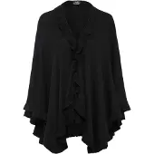 Bonprix Strickponcho weicher Feinstrick mit Kaschmiranteil, romantischer Volant, Überwurf
