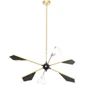 QAZQA Design-Hängelampe Schwarz mit Gold 6-flammig - Sinem