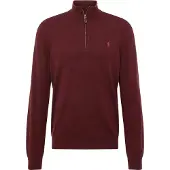 Ralph Lauren für Herren. 710876756008 Burgunderfarbener Wollpullover mit kurzem Reißverschluss (L), Lässig, Kastanienbraun, Wolle, Lang
