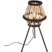QAZQA Ländliche Stativ-Tischlampe Bambus mit Schwarz - Evalin