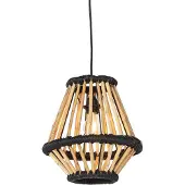 QAZQA Orientalische Hängelampe Bambus mit Schwarz 32 cm - Evalin