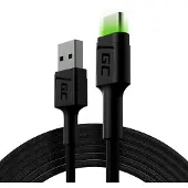 Green Cell GC Ray LED | 2m USB C Kabel Typ C Nylon Ladekabel Schnellladekabel | für Samsung Galaxy S21 S20 Ultra S10 S9 S8+ | Note 20 10 9 8 | A80 A71 A70 A50 A42 A41 A31 | Huawei Honor P40 P30 P20 P10 P9 Lite