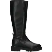 Manfield Flache schwarze Lederstiefel mit hohem Schaft | Größe 41