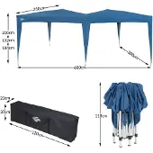 Casaria Pavillon Capri 3x6m Pop-Up Blau Wasserabweisend Inkl. Tasche UV-Schutz Faltpavillon Gartenzelt Partyzelt Zelt