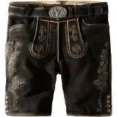 Stockerpoint Lederhose Oliver kurz mit Gürtel moor gespeckt 54