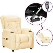 vidaXL Massagesessel Elektrisch Creme Kunstleder