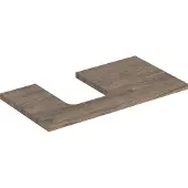 Geberit Waschtisch-Platte One 90x3x47cm, N hick./Mela Holz, Ausschn li