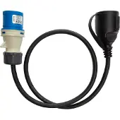 Deltaco Geerdetes Adapterkabel IP44, 230 V 16 A, 1 m, schwarz