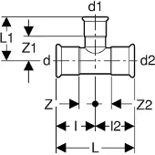 Geberit 34062 Mapress Edelstahl T-Stück reduziert