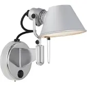 Artemide Tolomeo Micro Faretto Wandlampe mit Schalter, alu - , Metallisch, für Schlafzimmer, Aluminium, Design