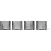 Ferm Living Wassergläser Ripple Low Smoked Grey 200 ml (4er-Set)