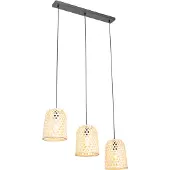 QAZQA Orientalische Hängelampe schwarz mit Bambus 3 Lichter - Rayan