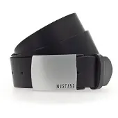 Mustang Koppelgürtel "Randy", Herren, Gr. 85, schwarz, Rindsleder, unifarben, Gürtel Koppelgürtel, mit klassischer Koppelschließe, aus Rindsleder, 4 cm breit