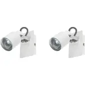 Beliani Wandleuchte 2er Set Weiß Metall 2-flammig In Matt Verstellbar Zylinderform Industrie Look Moderne Wandleuchte