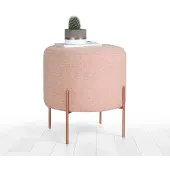 Atelier Del Sofa | Pouf Copper rund rosa Leinen 40x42x40 cm | NADUVI
