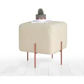 Atelier Del Sofa | Hocker Copper quadratisch beige Leinen 40x42x40 cm | NADUVI