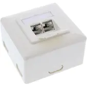 InLine Cat.6A Anschlussdose, AP/UP 2x RJ45 Buchse, RAL9010, weiß, waagerecht, 263 g, 85 mm, 85 mm, 60 mm, 206 g, 400 cm³