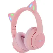 IMoshion Kabellose Kinderkopfhörer LED Light Cat Ear - Dezibelbegrenzer - Mit AUX-Kabel - Rosa