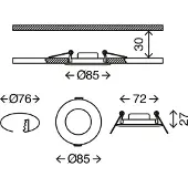 Briloner LED Einbauleuchten 3er Set 4,9W silber 4000K Kunststoff Ø8,5cm IP44