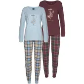 Vivance Pyjama mehrfarbig Gr. 32/34 für Damen. Mit Rundhals. Basic. Nachhaltig.