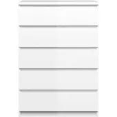 Ebuy24 Nada Kommode breit 5 Schubladen weiss hochglanz.