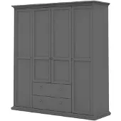 Ebuy24 Venedig Kleiderschrank 4 Türen und 2 Schubladen matt grau.