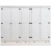 Ebuy24 New Mexico Kleiderschrank 5-Trg. mit 3 Schubladen Breite 244 cm, Höhe 195 cm weiss/Wachs.