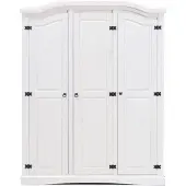 Ebuy24 New Mexico Kleiderschrank 3-Trg. Breite 152 cm, Höhe 193 cm weiss/Wachs.