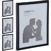 Relaxdays 4 x Bilderrahmen 15 x 20 cm schwarz Weiß,Schwarz