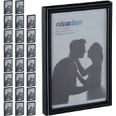 Relaxdays 24 x Bilderrahmen 10 x 15 cm schwarz Schwarz