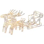 Konstsmide LED Acryl-Set "Schlitten mit 2 Rentieren", mit 84 statischen und 12 funkelnden Dioden, 96 warm weiße Dioden, 24V Außentrafo (IP44), 1,92W, transparentes Kabel- 6192-103