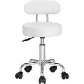 Casaria Deuba Rollhocker weiß mit Rückenlehne