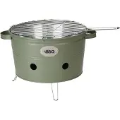 H&L Holzkohlegrill mit touristischem Rost grün 34,5 cm