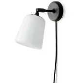 New Works Material Wandleuchte White Opal Glass - , Material New Edition, dimmbar, Schwarz, für Wohnzimmer, Metall, Design