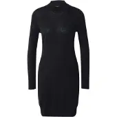 Superdry für Damen. W8011223A Langärmeliges Strickkleid aus schwarzer Wolle (L), Lässig, Baumwolle, Langarm
