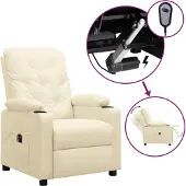 vidaXL Relaxsessel Elektrisch Creme Kunstleder