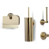 BLUE LABEL Badaccessoires in gebürstetem Gold - Toilettenpapierhalter, Toilettenbürste, Handtuchhake
