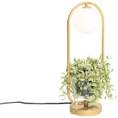 QAZQA - Art Deco Art Deco Tischlampe Gold I Messing mit weißem Glas - Isabella I Wohnzimmer I Schlafzimmer - Stahl Oval - LED geeignet G9
